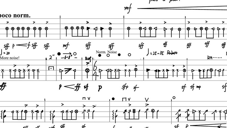 Score fragment showing gesture and rhythm