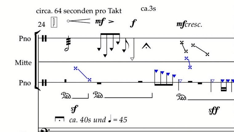 Score fragment showing structural notation